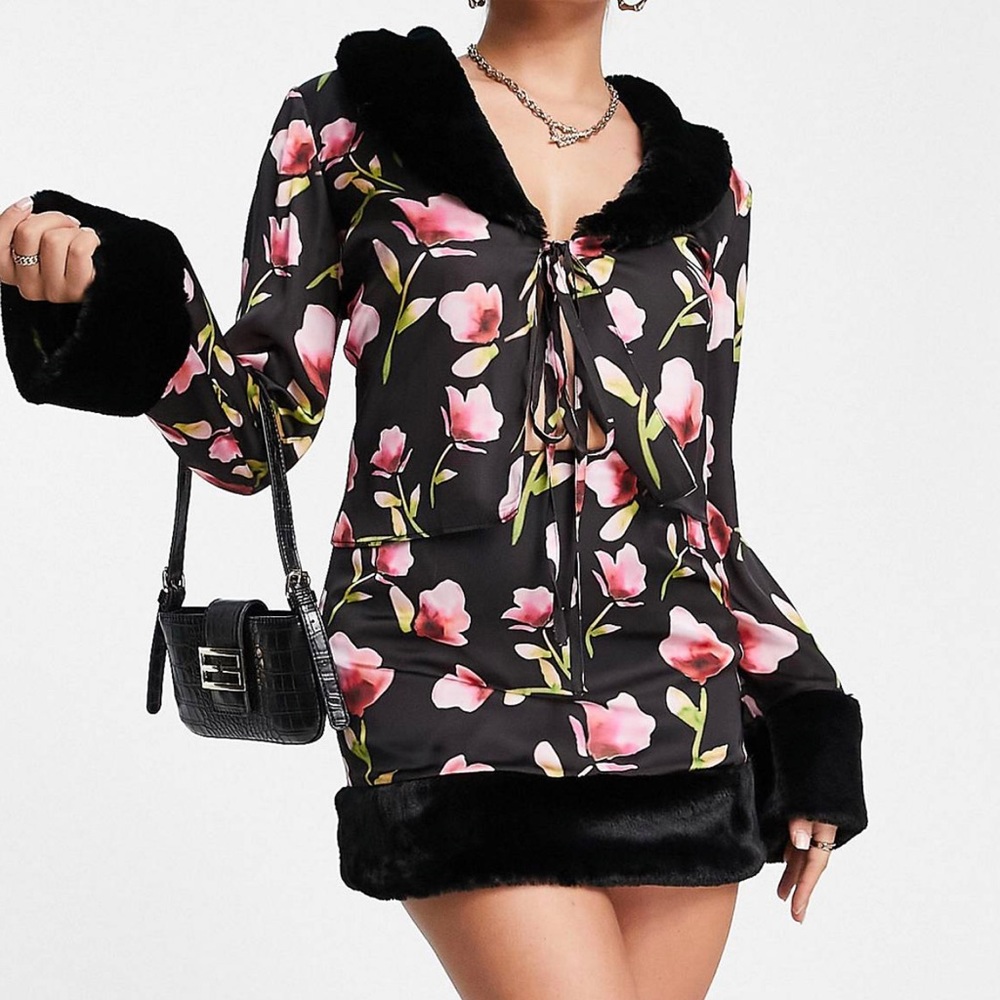 Satin two piece floral set
